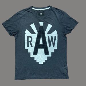 G-Star Raw Basic Fit Radio Tower Logo Dark Grey Cotton T-Shirt Men's Size Large